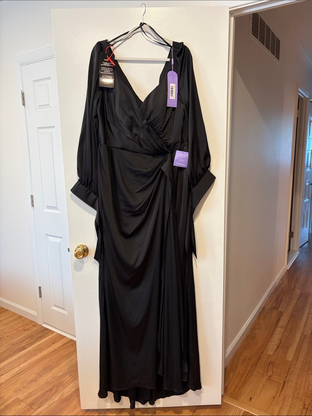 Black Draped Wrap Maxi Dress - Women